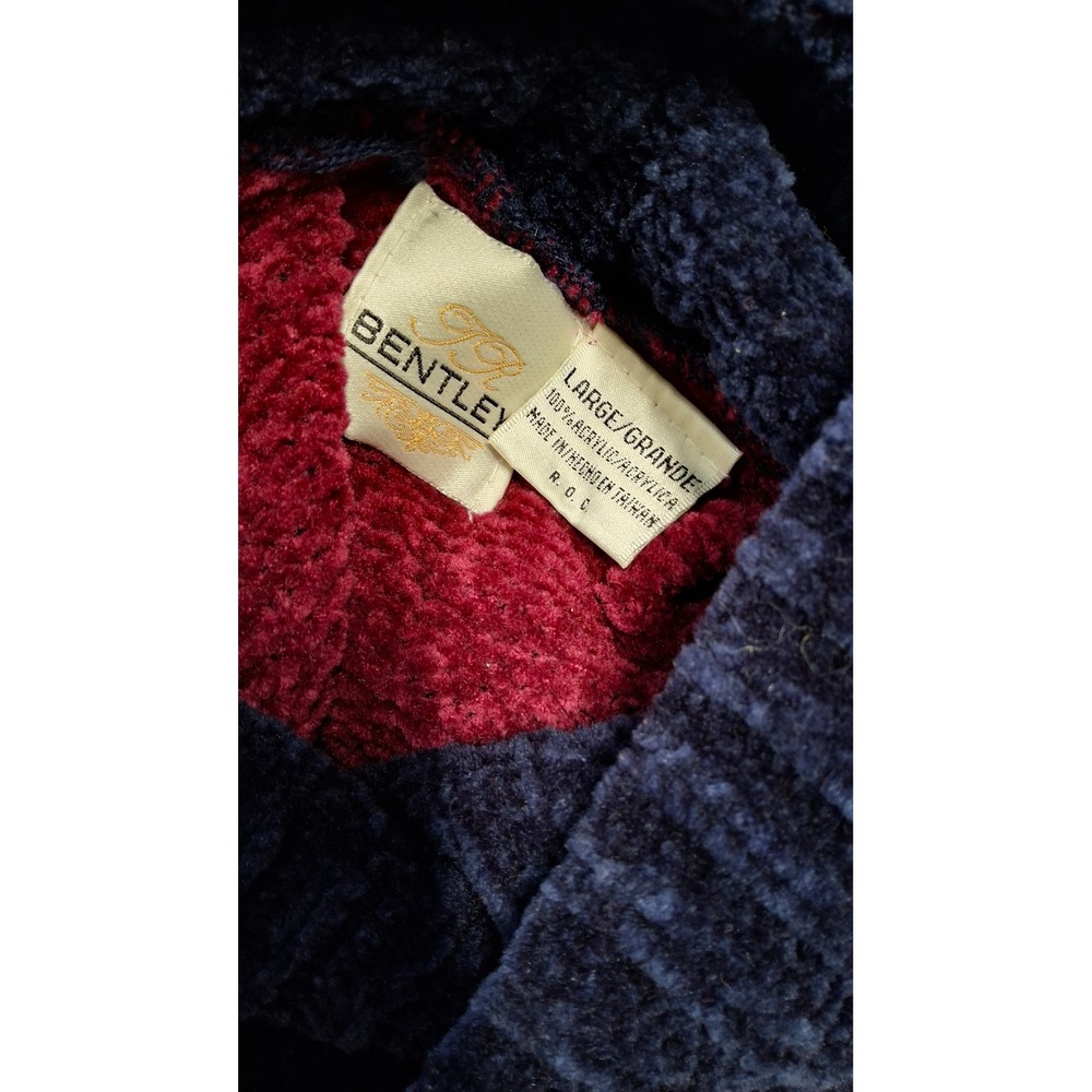 Bentley Vintage Chenille Colorblock Patchwork Cowl Neck Sweater Large Jewel Tone - Picture 6 of 7